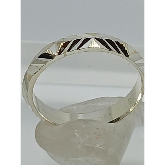 Vintage Ring Size 8.5 Sterling Silver 925 Geometric Design Band - Picture 3 of 4